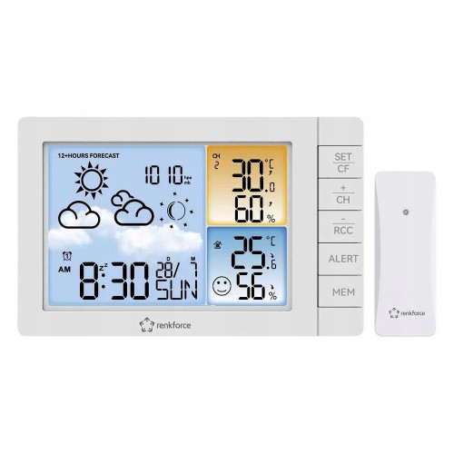Stacja pogody prognoza pogodowa meteo czujnik zewnętrzny wyświetlacz zegar