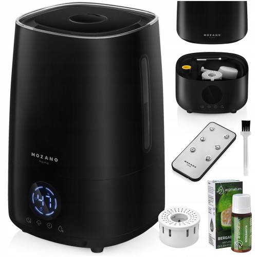 Nawilżacz powietrza AROMATERAPIA czarny 3w1 olejek JONIZATOR 4L Timer PILOT