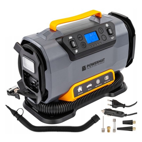 Kompresor samochodowy pompka 10bar do opon auta roweru 12V 230V latarka LED