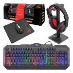 Klawiatura myszka podkładka mikrofon słuchawki zestaw gamingowy 4w1 prezent
