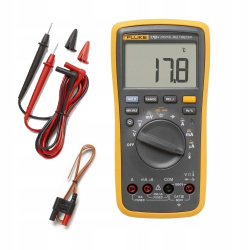 Multimetr ręczny cyfrowy miernik Fluke CAT III 600V 10A pomiar temperatury