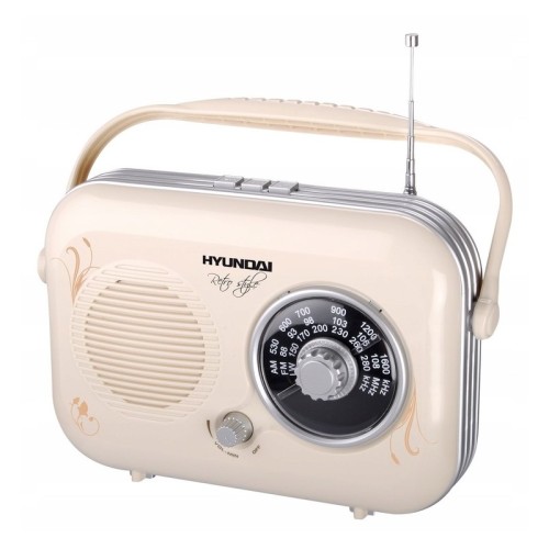 Radio Retro HYUNDAI FM AM sieciowe lub na baterie antena teleskopowa