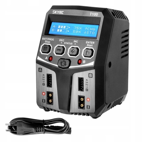 Ładowarka akumulatorów DWUKANAŁOWA modelarska 2x50W 5A WIELOFUNKCYJNA SkyRC