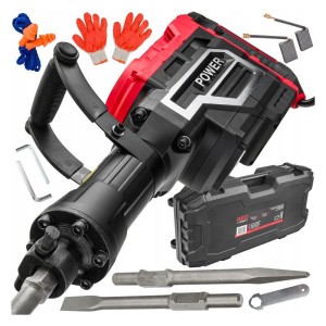 Młot wyburzeniowy udarowy do kucia betonu mocny 3300W HEX 70J walizka dłuta