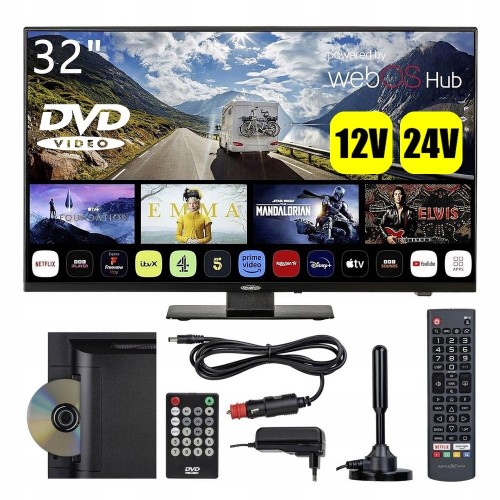 Telewizor do KAMPERA SMART TV 32' FHD ODTWARZACZ DVD WiFi APLIKACJE 24V 12V