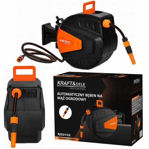 Wąż ogrodowy 20m+2m 1/2" PVC z automatycznym zwijaniem BĘBEN