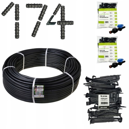 Nawadnianie kropelkowe linia kroplująca wąż kropelkujący 100 m 174 elementy