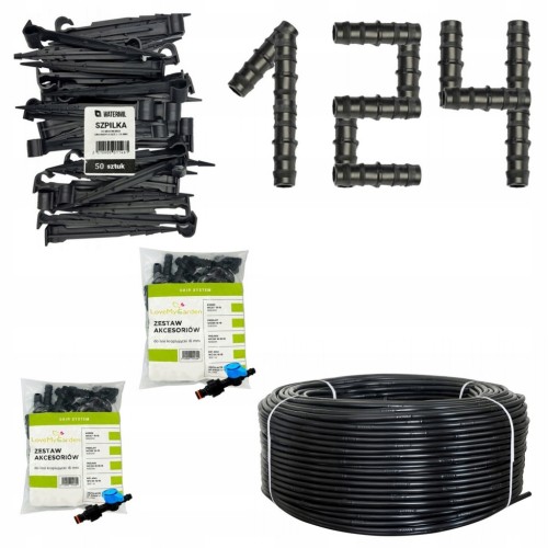 Nawadnianie kropelkowe wąż 100 metrów 124 elementy linia kroplująca XL