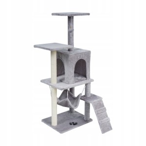Drapak dla kota legowisko domek wieża budka wysoka szary 125 cm