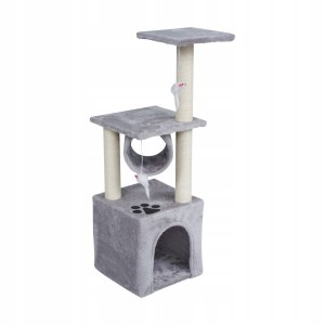 Drapak dla kota legowisko zabawka domek wieża budka wysoka szary
