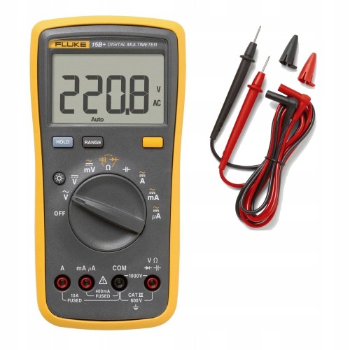 Multimetr ręczny miernik Fluke cyfrowy CAT III 600V czytelny wyświetlacz