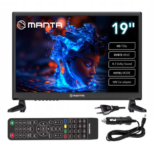 Telewizor 19" samochodowy Manta do ciężarówki kamper kamping DVBT2 230V 12V