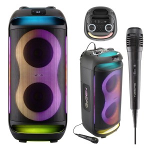 Głośnik Bluetooth Gogen mikrofon karaoke mocny 70W efekty LED USB AUX