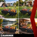 Grill węglowy z pokrywą 2x ruszt termometr komin przenośny turystyczny XXL