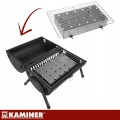 Grill węglowy z pokrywą 2x ruszt termometr komin przenośny turystyczny XXL