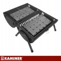 Grill węglowy z pokrywą 2x ruszt termometr komin przenośny turystyczny XXL