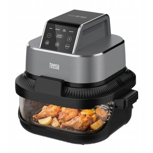 Frytkownica beztłuszczowa Teesa Glass Air Fryer 1500W 2 pojemniki 1,5L 4L