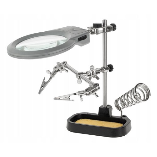 Lupa trzecia ręka zaciski krokodylkowe lampa LED