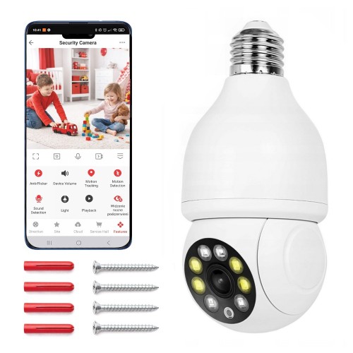 Kamera żarówka obrotowa gwint E27 EMP PTZ WiFi Tuya monitoring w lampie