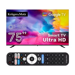 Telewizor QLED 4K UHD 75" Smart Google TV Kruger&Matz DVB-T2/S2 H.265 Hevc