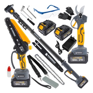 Zestaw 3w1 piła łańcuchowa akumulatorowy sekator 21 V wysięgnik 130-200 cm