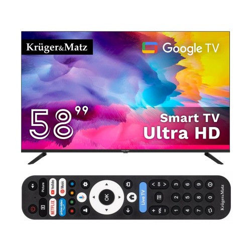 Telewizor LED 4K UHD 58" Smart Google TV Kruger&Matz DVB-T2/S2 H.265 Hevc