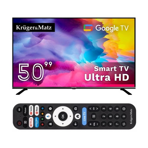 Telewizor LED 4K UHD 50" Smart Google TV Kruger&Matz DVB-T2/S2 H.265 Hevc
