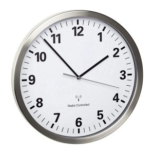 Zegar ścienny sterowany radiowo DCF77 30.5 cm stal nierdzewna cicha praca