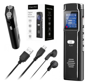 Dyktafon cyfrowy kieszonkowy pamięć 8 GB mikrofon stereo słuchawki