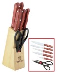 Noże w Bloku Drewnianym 7 ele Nożyczki