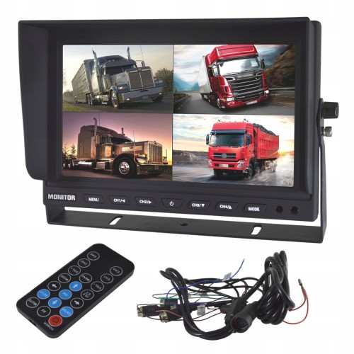Monitor QUAD 9 cali na 4 kamery rejestrator DVR 12V 24V