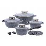 Garnki marmurowe 12 ele dozownik aroma indukcja