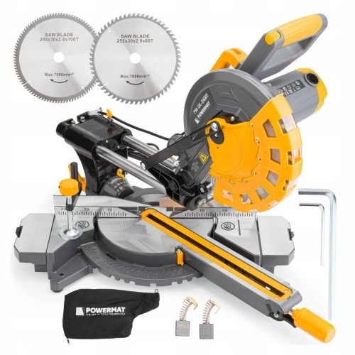 Piła ukośna ukośnica do drewna 255mm 2400W linia laser 3x tarcza