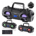 Boombox na płyty CD Bluetooth USB SD MP3 radio GoGEN efekty LED RGB PILOT