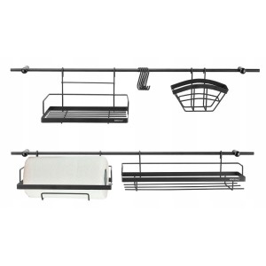 Reling kuchenny czarny długość 78 cm zestaw 16 części