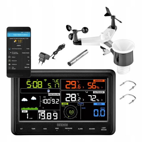 Stacja pogody profesjonalna pogodowa solarny czujnik wiatru aplikacja WiFi