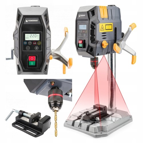 Wiertarka stołowa mocna 1000W imadło 2 biegi Laser