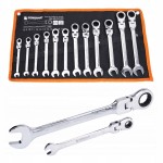 Klucze płasko oczkowe łamane z grzechotką 12 sztuk