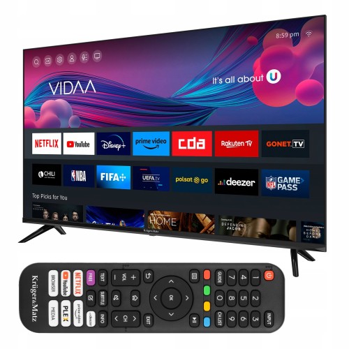 Telewizor smart tv FHD 43 cale WiFi system VIDAA aplikacje Netflix Youtube