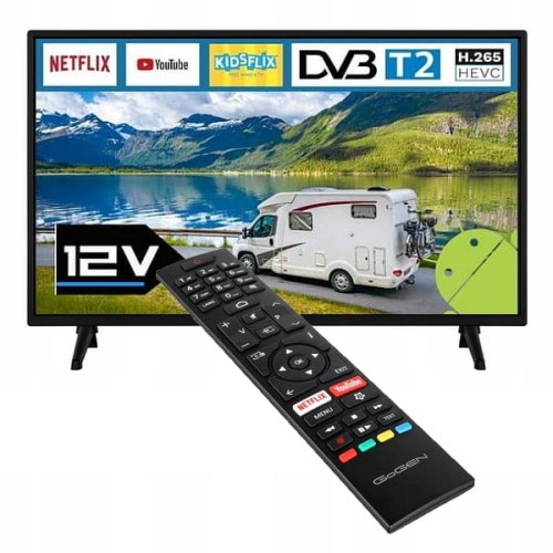 Telewizor smart tv Android 24 cale HD WiFi DVB-T2 HEVC Netflix 230V i 12V