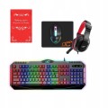 Klawiatura myszka podkładka mikrofon słuchawki zestaw gamingowy 4w1 prezent