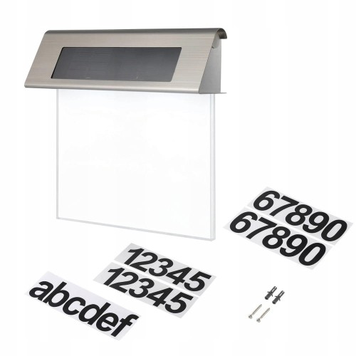 Podświetlany numer domu lampa solarna LED czujnik zmierzchu IP44 nierdzewna