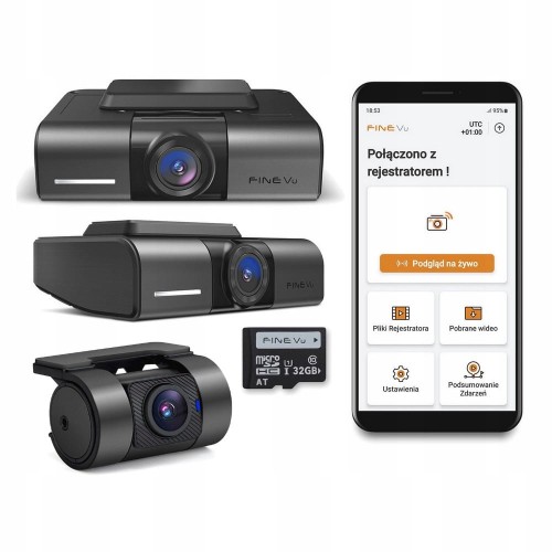 Rejestrator samochodowy FineVu WiFi 32GB QHD FHD GPS baza radarów