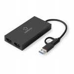 Adapter HDMI stacja dokująca HUB Przejściówka z USB do Dual HDMI 4K
