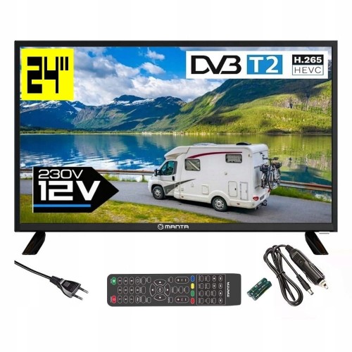 Telewizor do kampera samochodowy 12V 230V HD 24 cale USB HDMI złącze CI+