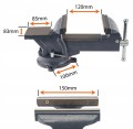 Imadło ślusarskie 150 mm obrotowe z kowadłem max rozstaw szczęk 120 mm