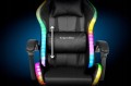 Fotel gamingowy kubełkowy obrotowy podświetlany LED RGB + podnóżek krzesło