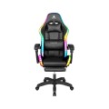 Fotel gamingowy kubełkowy obrotowy podświetlany LED RGB + podnóżek krzesło
