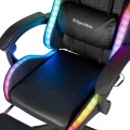 Fotel gamingowy kubełkowy obrotowy podświetlany LED RGB + podnóżek krzesło