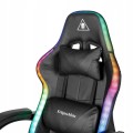 Fotel gamingowy kubełkowy obrotowy podświetlany LED RGB + podnóżek krzesło